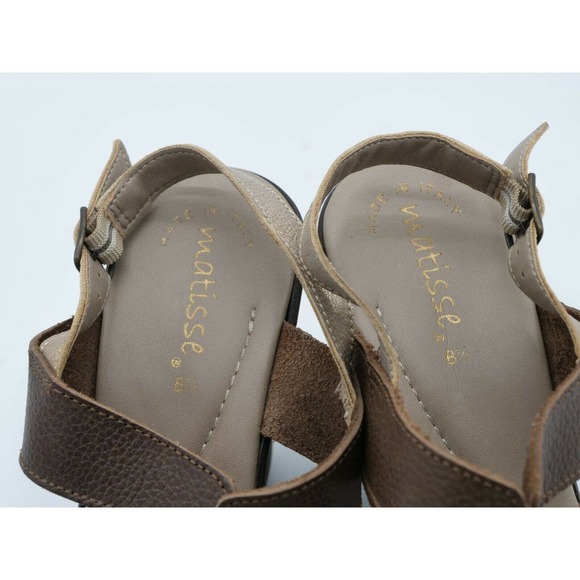 Matisse Sandals Womens 8.5 Brown Leather Platform Wedge Slingback EUR 39 - Picture 8 of 9